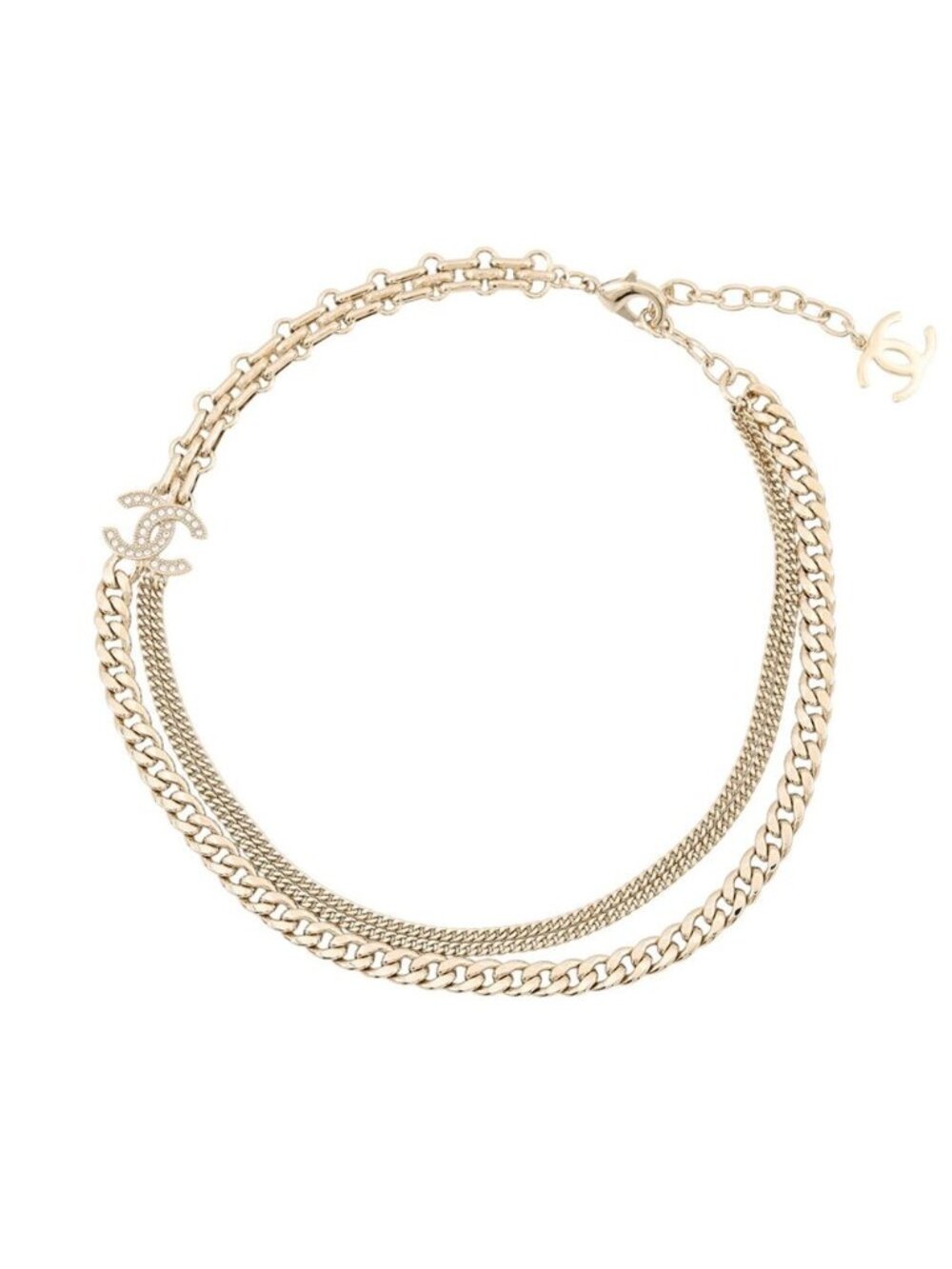 Chanel Necklace CC Logo Rhinestone 25